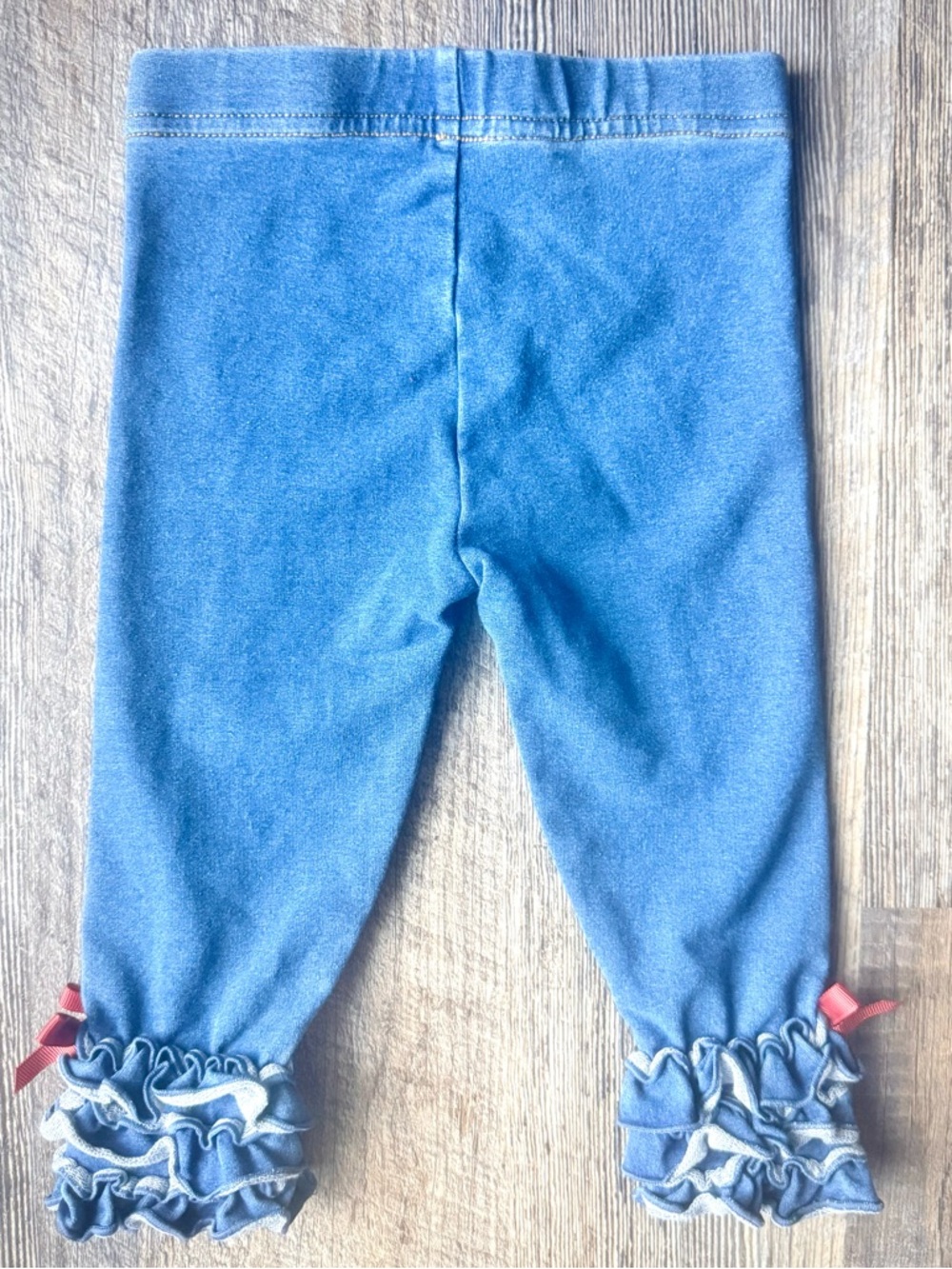 Matilda Jane Girls 2T Blue‎ Ruffle Denim Leggings n Trim Boutique Pants